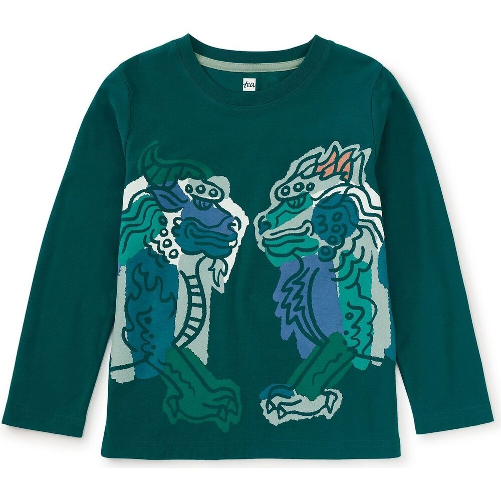 Tea Collection Boys Green Xiezhi Long Sleeve T-Shirt size: 5T